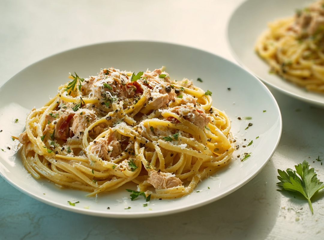 Romige Tonijn Peper Pasta (cacio e pepe)