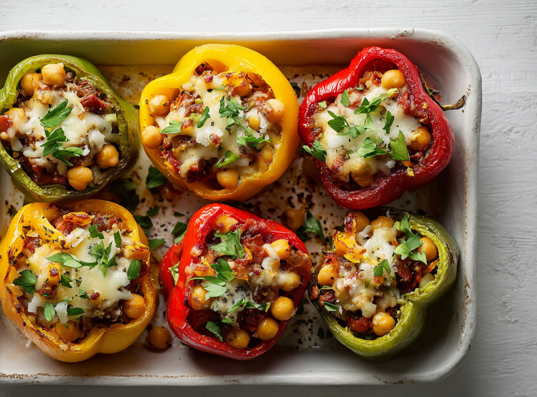 Provençaalse Gevulde Paprika’s met Kikkererwten