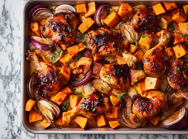 Kip Traybake met Zoete Aardappel en Limoen - recept van The Spice Club