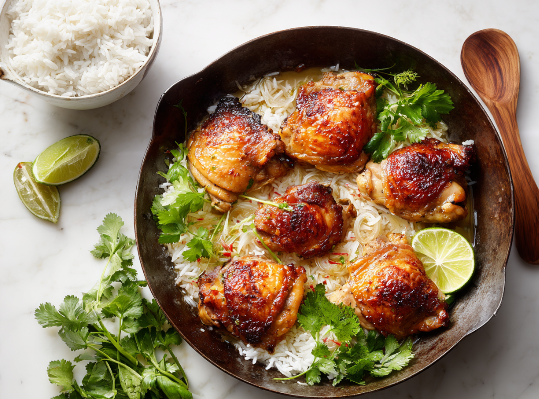 Thaise Kip met Kokosrijst en Geroosterde Kool