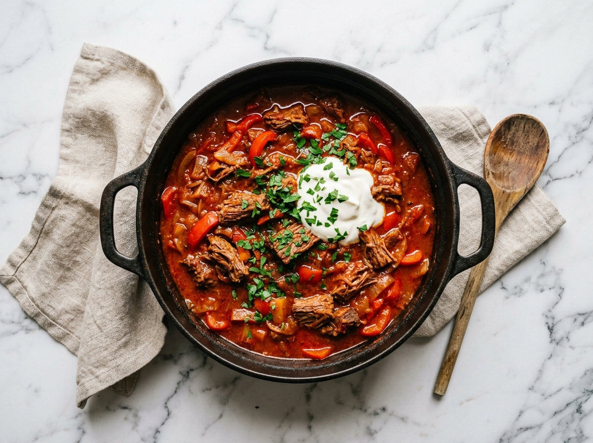 Slowcooker Goulash Zonder Pakje — Hongaars en Mals - recept van The Spice Club