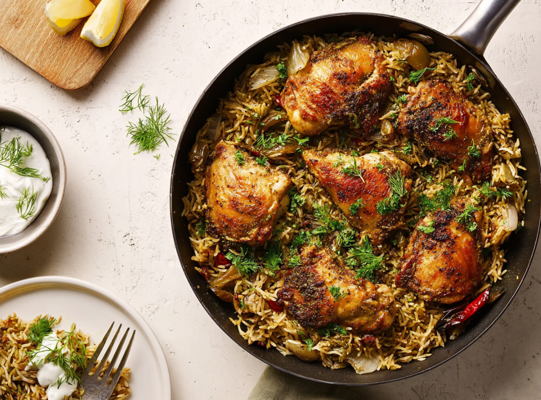 1-pans Za’atar Kip met Rijst