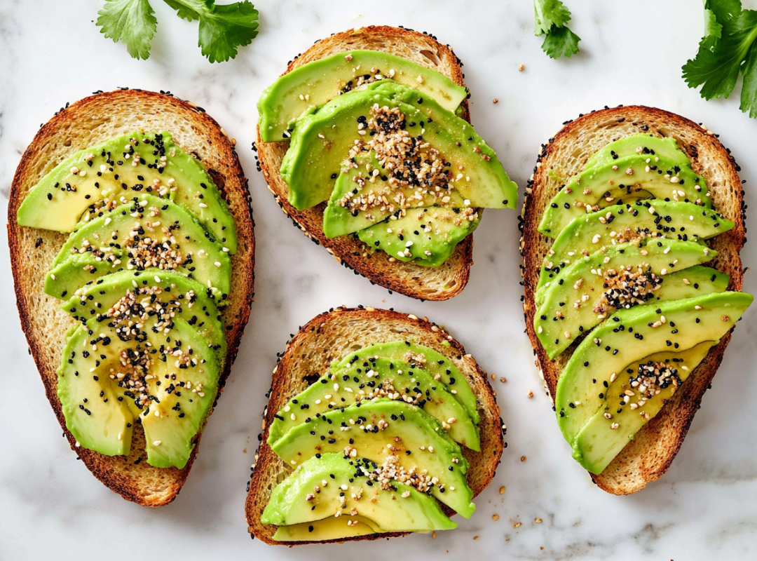 Avocado toast met everything bagel topping