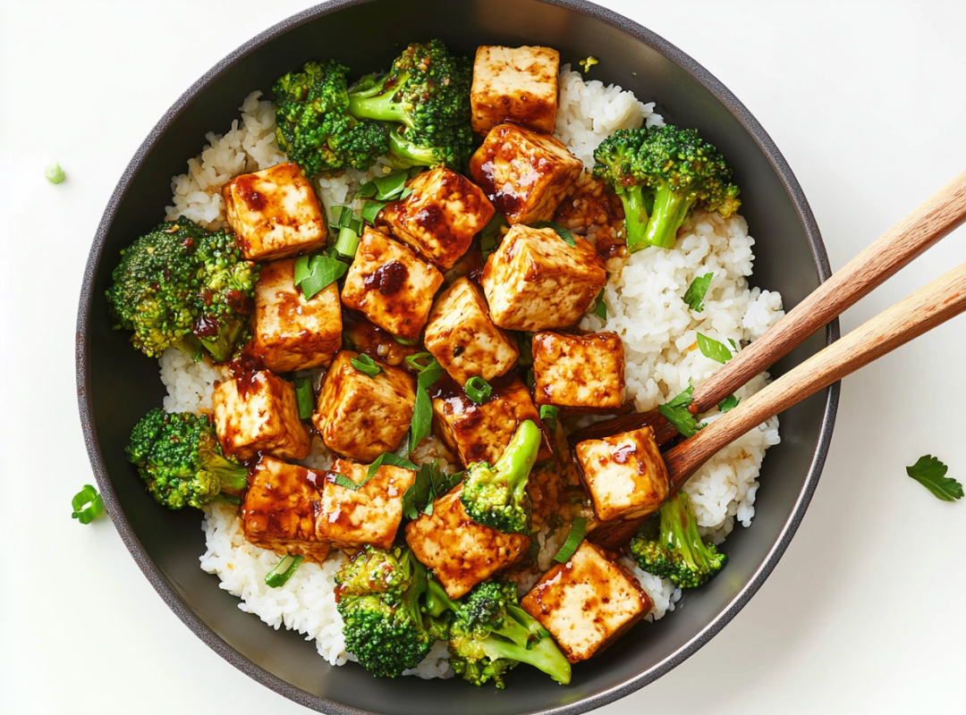 1-pans Tofu met broccoli rijst