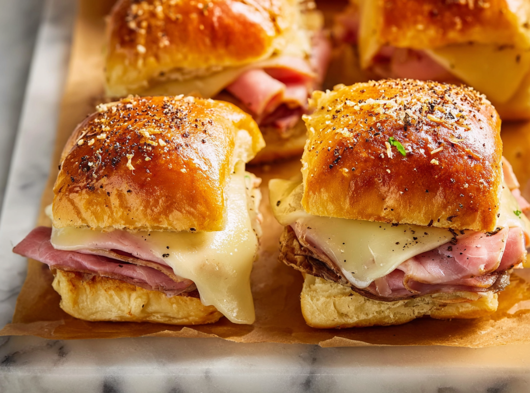 Ham & Cheese Sliders met Everything Bagel