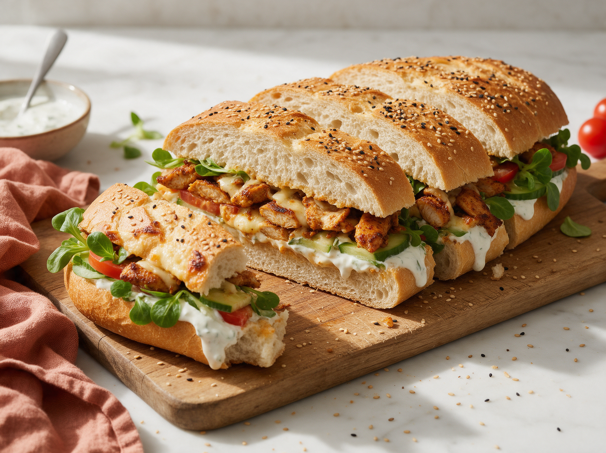 Gevuld Turks Brood met Kip en Knoflooksaus