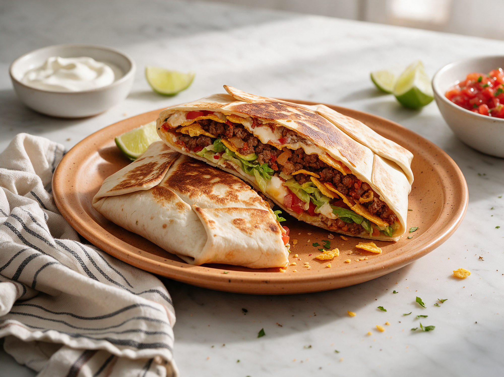 Mexicaanse crunchwrap met gehakt
