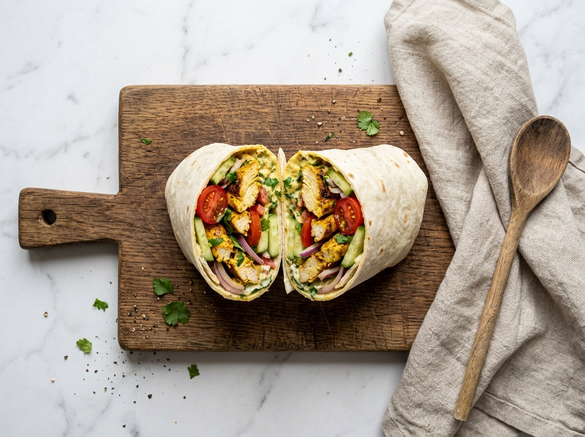 Curry Kip-Wrap met Yoghurtsaus — Vol Smaak in 15 Minuten - recept van The Spice Club