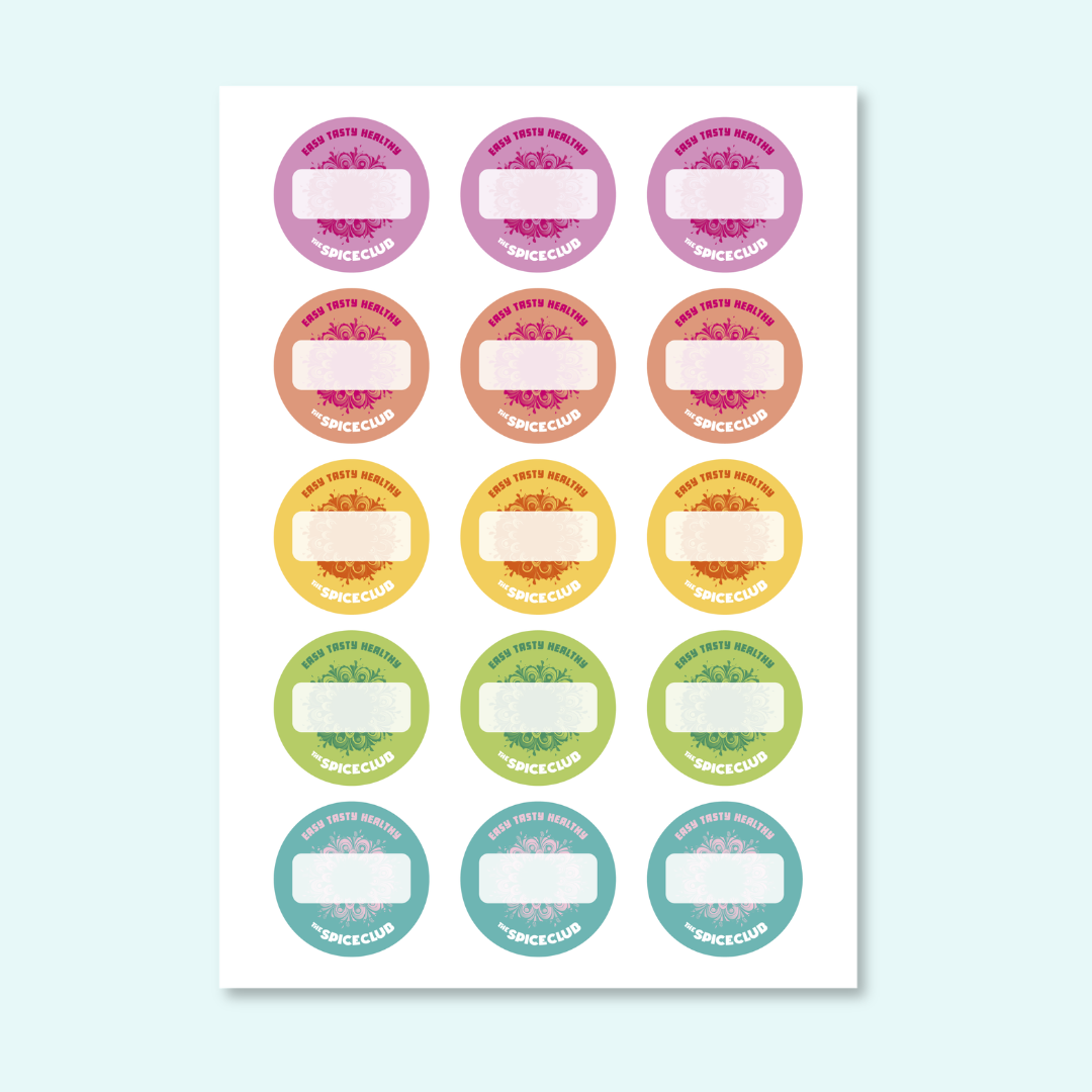 The Spice Club Stickervel · 15 Labels